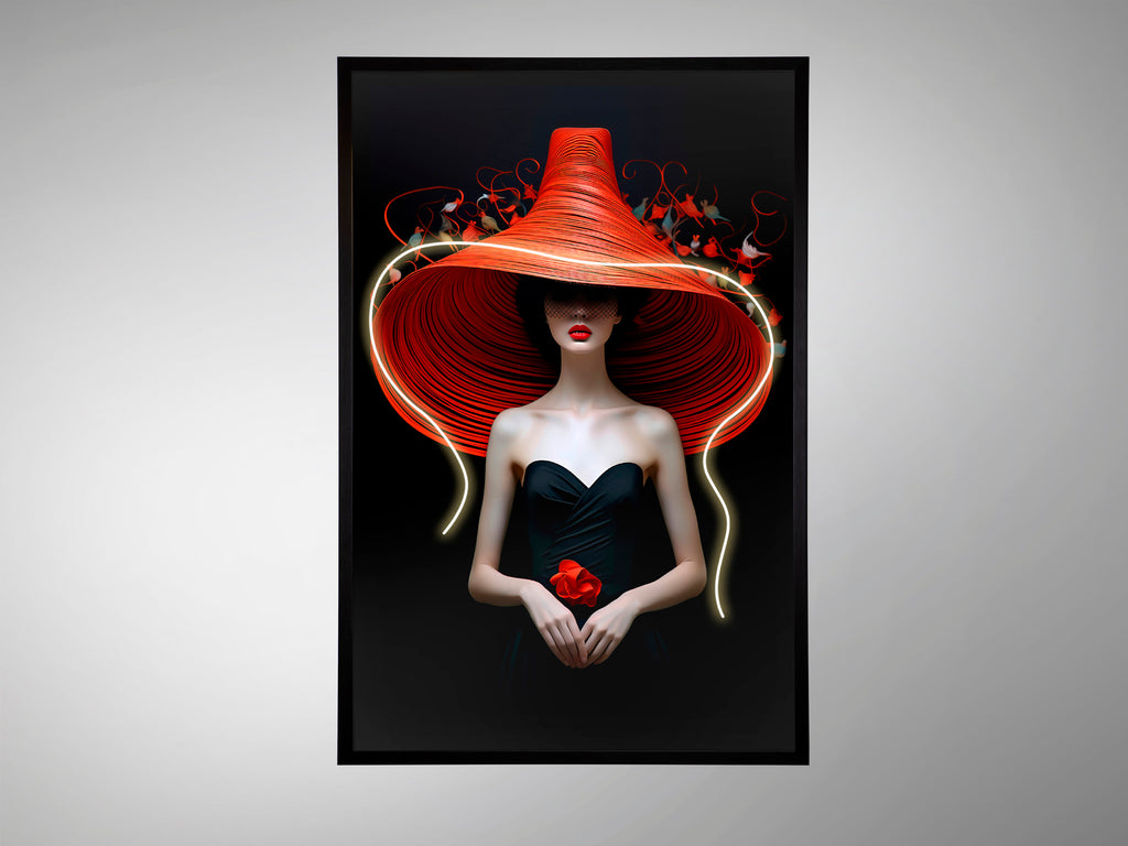 Cuadro LED Tocado Impreso Negro 80x120 de Schuller (304122) - Arte de pared moderno para dormitorio y salón, con iluminación LED y diseño en negro.