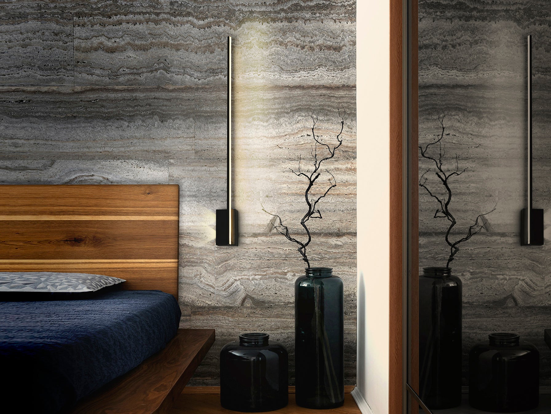 Aplique Stick 3 Luces Negro Mate Schuller 304252 | Lámpara de pared LED moderna de aluminio para iluminación interior