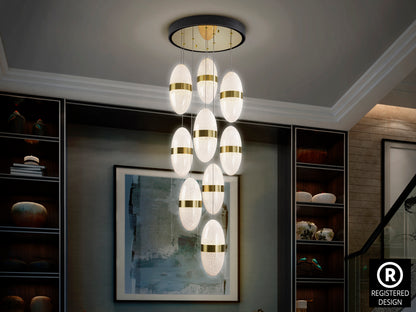 Lámpara de techo Garden 9 luces negro bronce de Schuller (modelo 305723) con altura regulable, diseño moderno, LED, metal y policarbonato, ideal para iluminación interior.