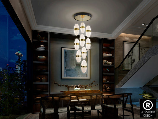 Lámpara de techo Garden 9 luces negro bronce Schuller 305723, moderna y regulable en altura, con detalles en bronce y estructura de metal, ideal para iluminación LED.