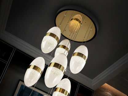 Lámpara de techo Garden 9 luces negro bronce de Schuller (modelo 305723) con altura regulable, LED y diseño moderno en metal y policarbonato. Acabado en bronce y negro.