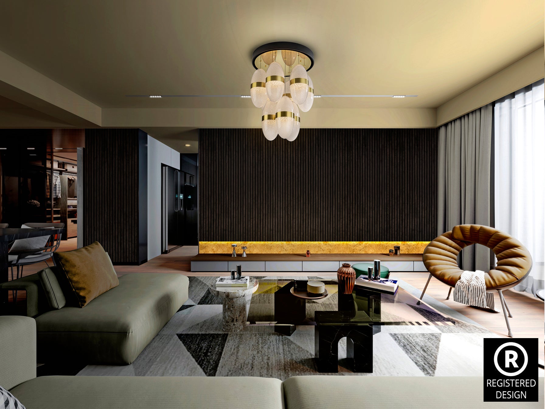 Lámpara de techo Garden 9 luces negro bronce de Schuller (305723) con LED, altura regulable, diseño moderno en metal y policarbonato.