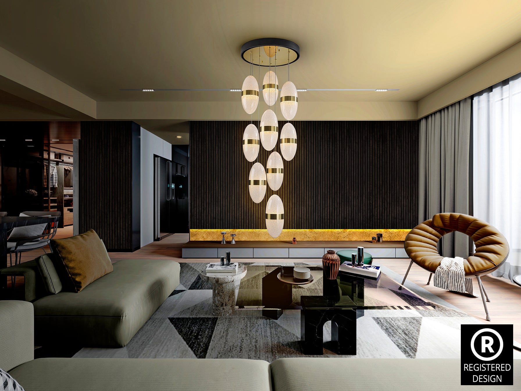 Lámpara de techo Garden 9 luces negro bronce con altura regulable, ideal para iluminación moderna. Fabricada por Schuller, con detalles en metal, policarbonato y tecnología LED. Modelo 305723.