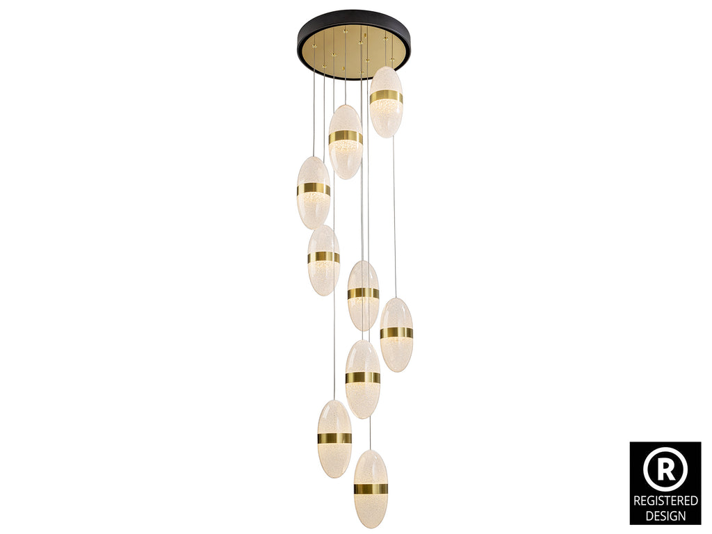 Lámpara de techo Garden 9 luces negro y bronce con altura regulable, de metal y policarbonato, con tecnología LED, diseño moderno de Schuller, modelo 305723.