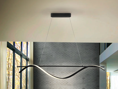 Lámpara colgante Boa negra de metal mate para comedor o salón, con iluminación LED regulable y diseño moderno de Schuller (307529).