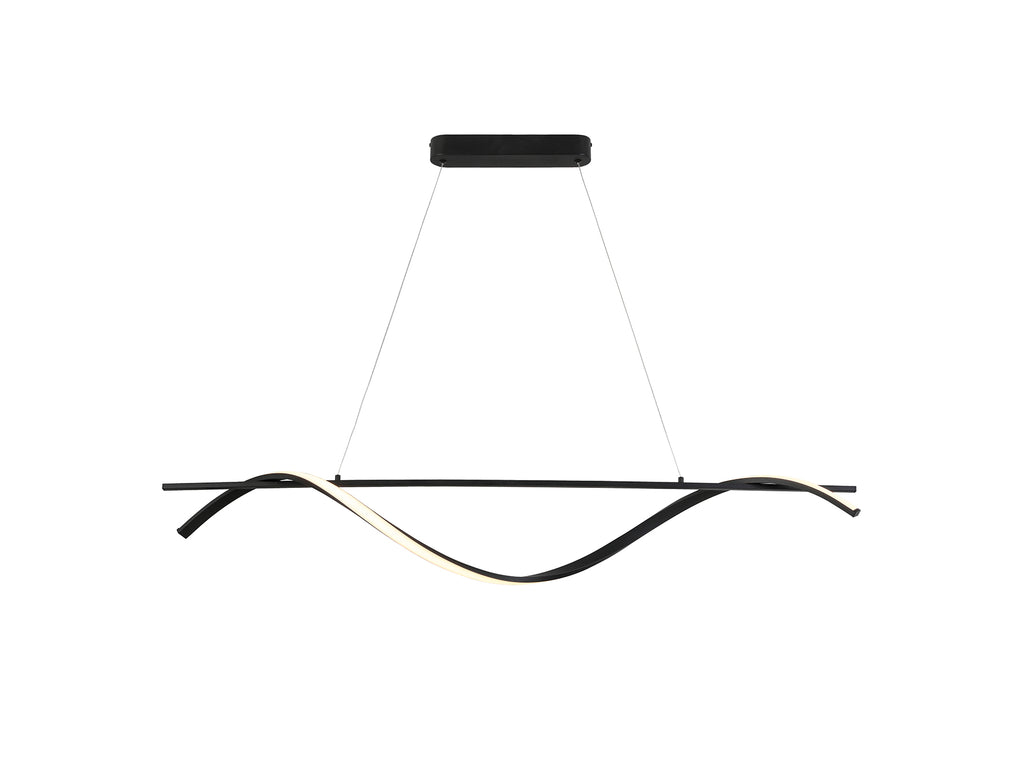 Lámpara colgante Boa negra de metal Schuller para comedor o salón, con iluminación LED regulable, diseño moderno, ideal para espacios con iluminación inteligente.