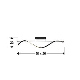 Medidas de Plafón de techo Boa negro de Schuller iluminando un comedor moderno con luz LED, diseño minimalista y acabado negro mate.