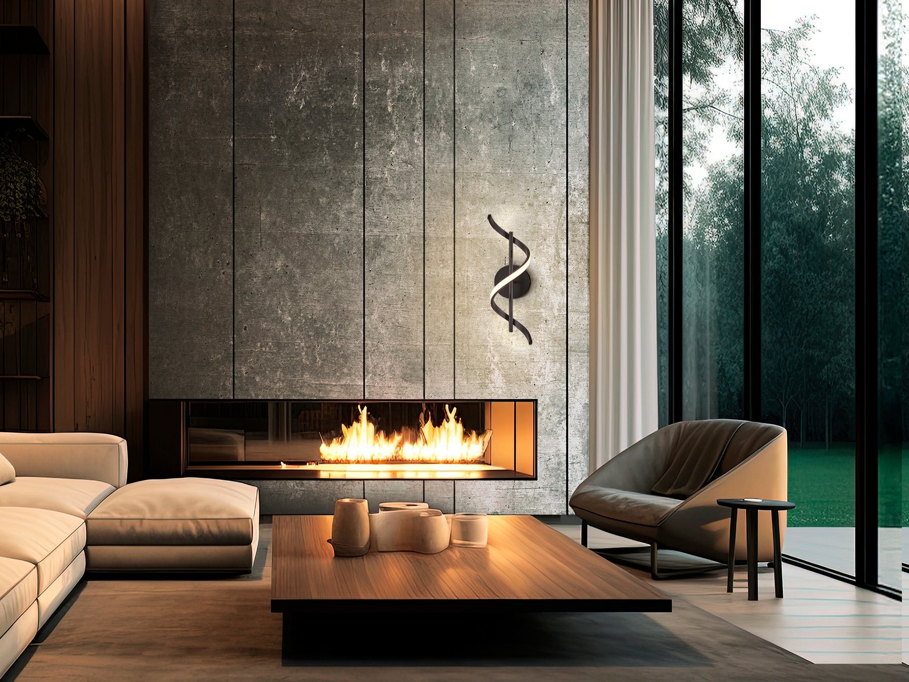 Aplique Boa Negro de aluminio con iluminación LED, diseño minimalista y moderno, perfecto para techo. Marca Schuller.