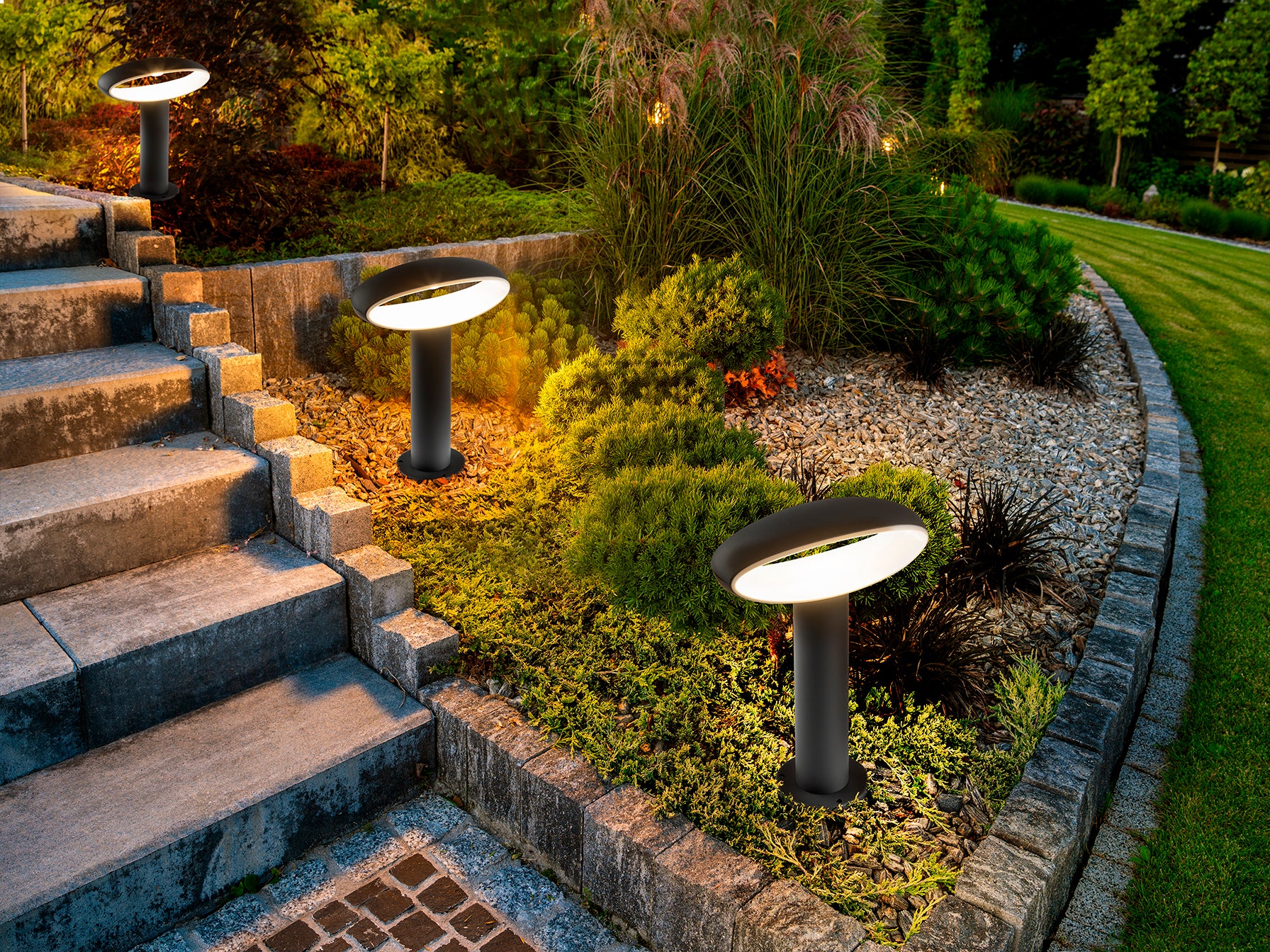 Baliza exterior VILO gris oscuro de aluminio para jardín y caminos. Iluminación LED moderna, IP65 de Schuller.