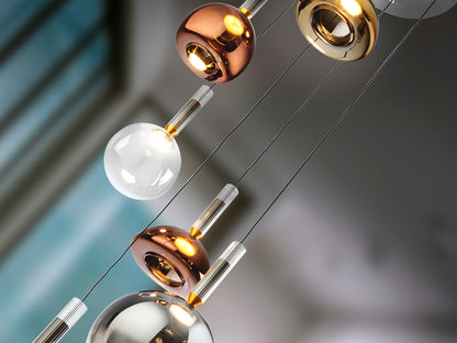 Lámpara de techo Charlize 6 luces gris oscuro para comedor o salón moderno con LED integrado, regulable en altura, de aluminio y cristal, marca Schuller (312189).