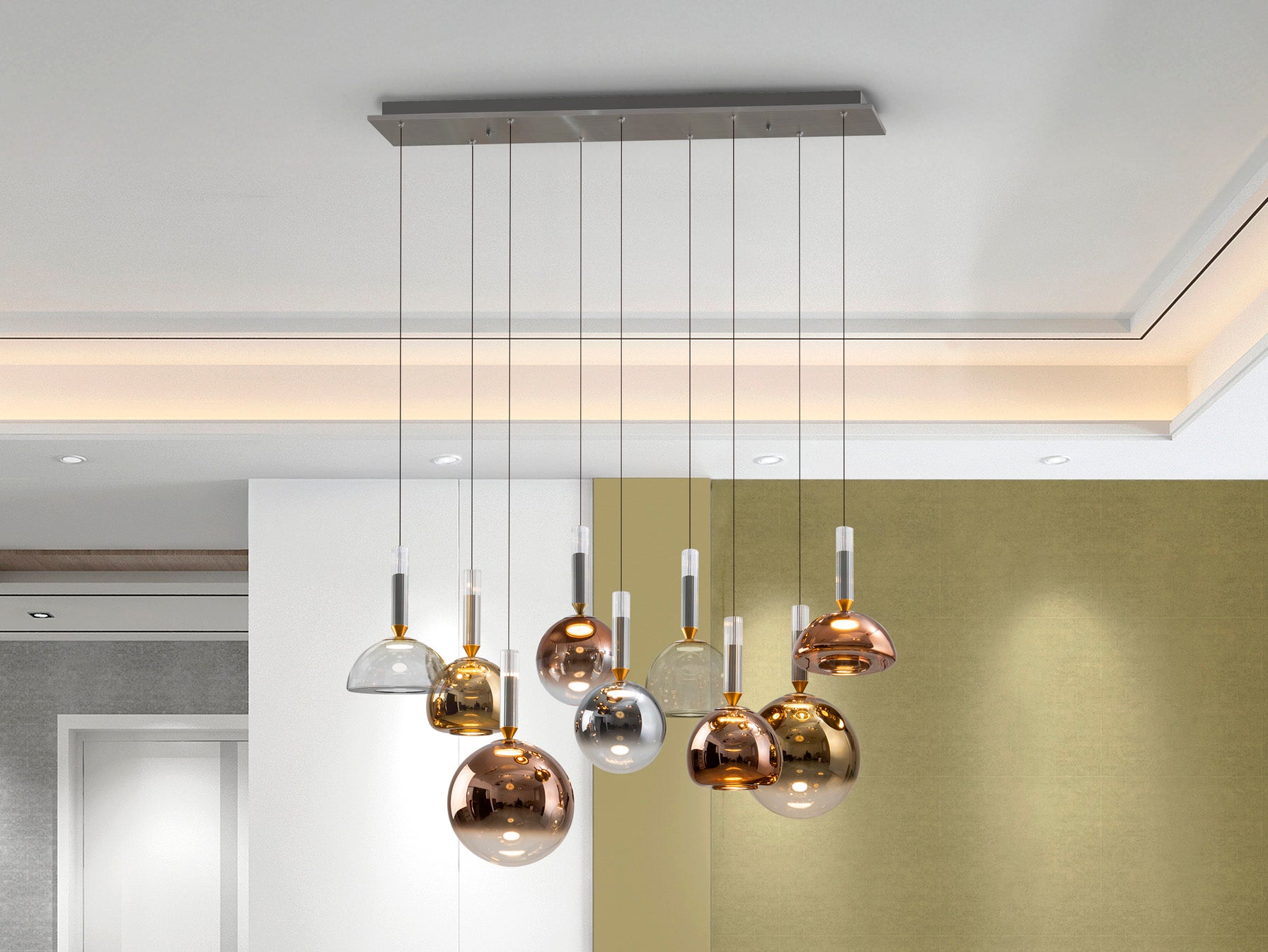 Lámpara de techo CHARLIZE 9 luces gris oscuro Schuller (312356) para salón: diseño moderno con LED, aluminio y cristal, regulable y multicolor.