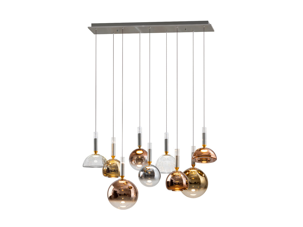 Lámpara de techo CHARLIZE 9 luces gris oscuro Schuller, diseño moderno con LED, aluminio y cristal, ideal para salón, regulable y multicolor (312356).