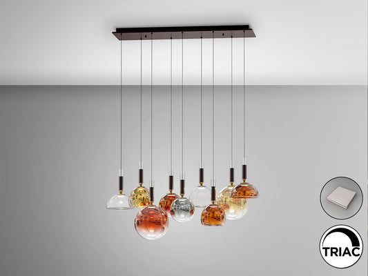 Lámpara de techo CHARLIZE II bronce oscuro con cristal y LED para comedor o salón. Diseño moderno y dimmable de Schuller.