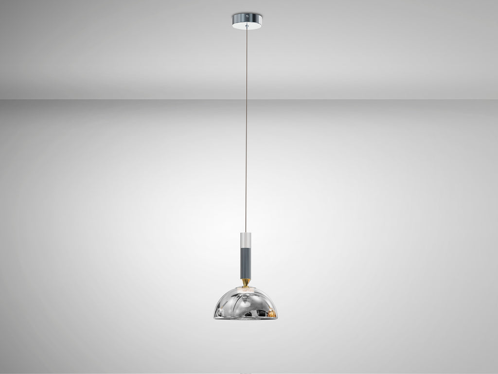 Lámpara colgante Charlize plata gris oscuro con diseño moderno de Schuller, LED 6W, 220lm, altura regulable, diámetro 21cm, ideal para iluminación interior.