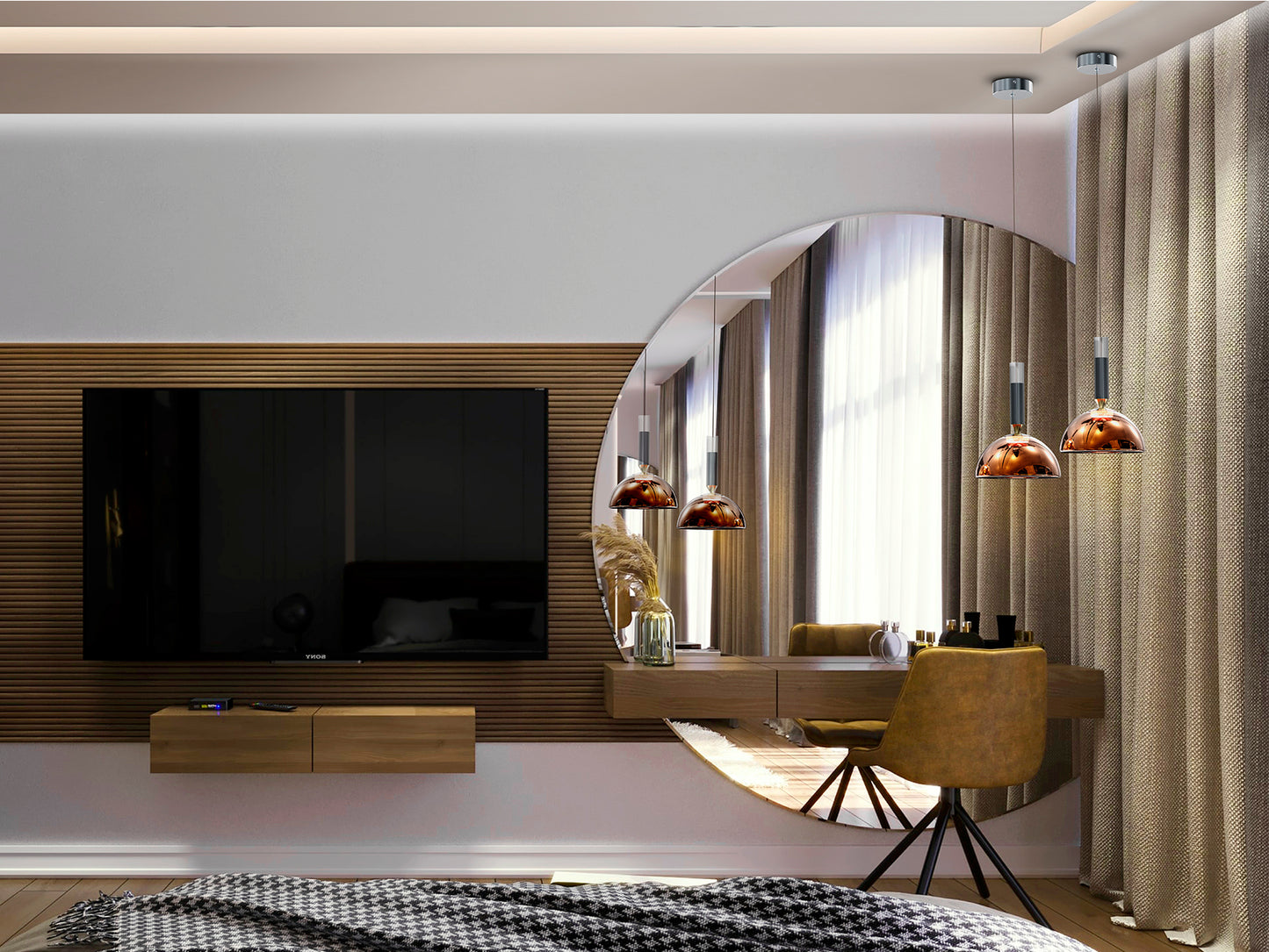 Lámpara colgante Charlize cobre de Schuller (312479) con diseño moderno, fabricada en aluminio y cristal, ideal para comedor o salón. Iluminación LED en color gris oscuro.