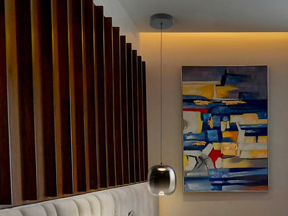 Lámpara colgante ONICE negro-smoke de Schuller (314107) para salón, diseño moderno y minimalista, con cristal y metal.