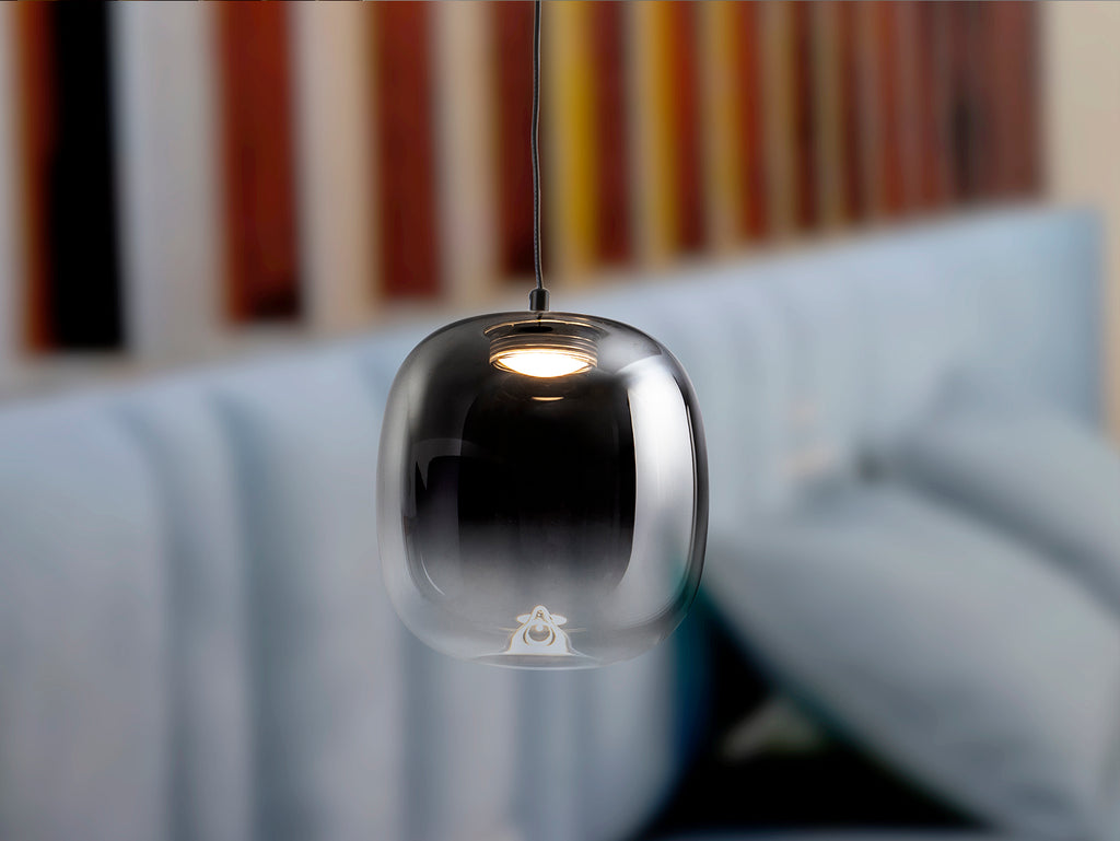 Lámpara colgante ONICE negro-smoke de cristal y metal, diseño moderno y minimalista para salón, marca Schuller (314107)