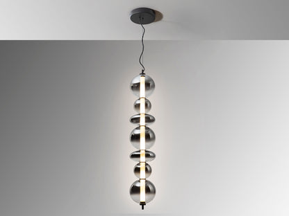 Lámpara colgante Gladis negro smoke para comedor o salón, diseño moderno con cristal y metal de Schuller.