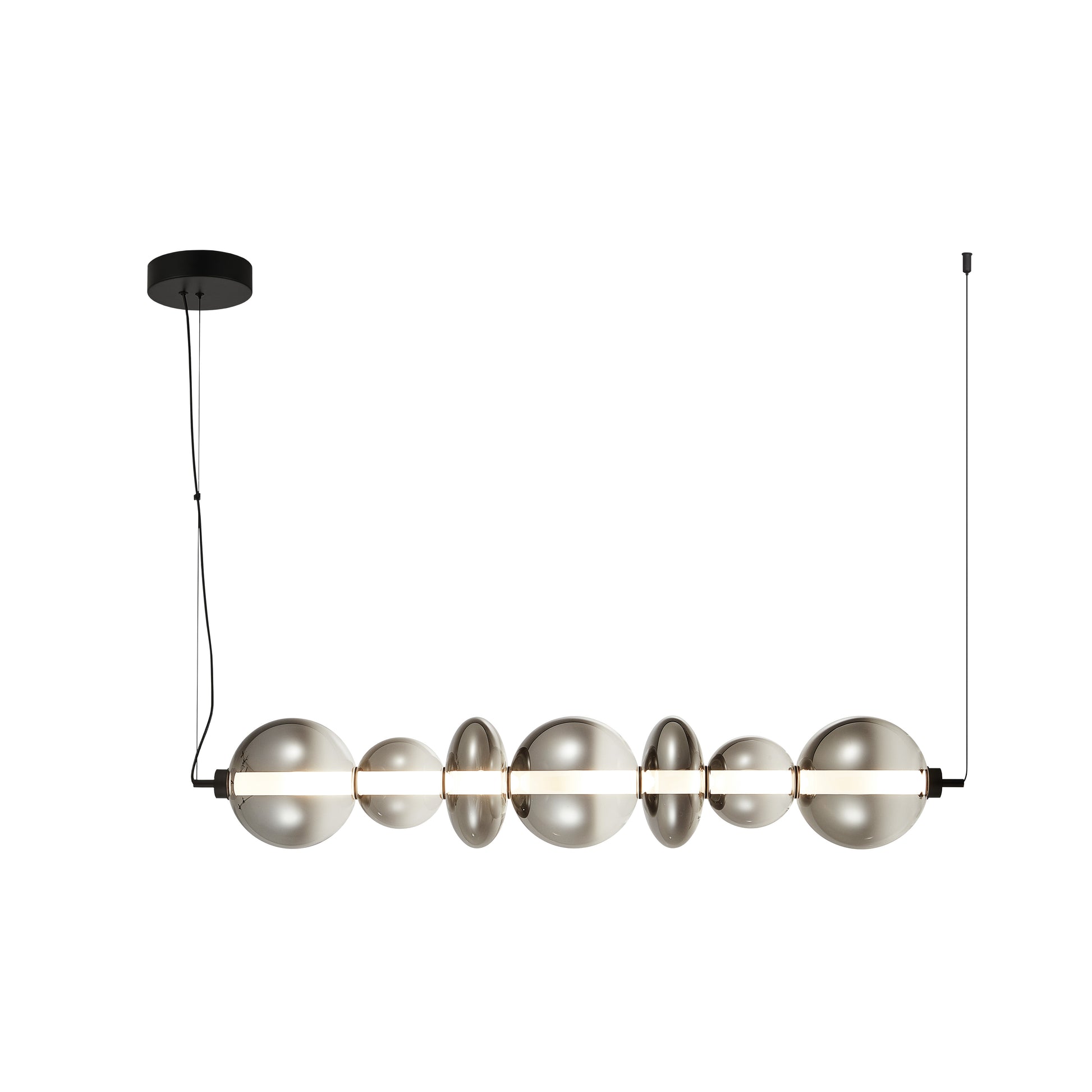 Lámpara colgante Gladis negra smoke de cristal para comedor o salón, estilo moderno de Schuller.