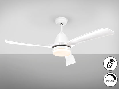 Ventilador de techo Aspas Blanco Schuller 316590D, moderno con LED dimmable, motor DC silencioso ideal para salón.