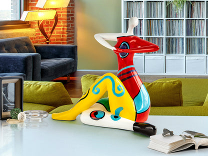 Figura decorativa Femme mediana multicolor de resina estilo pop art | Schuller 326191 para decoración moderna del hogar: salón o entrada.
