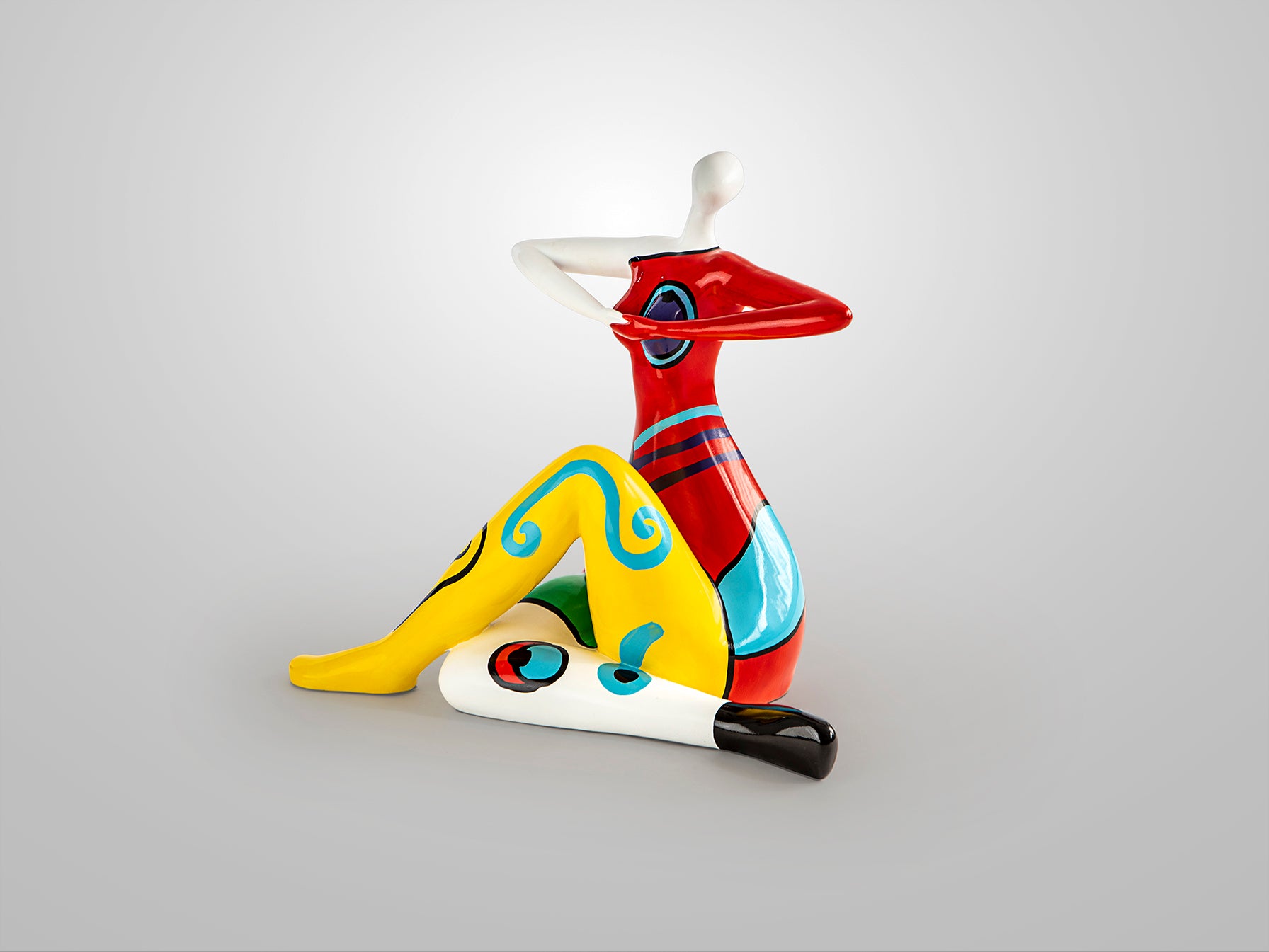 Figura decorativa Femme mediana multicolor de resina estilo Pop Art | Decoración moderna para salón | Schuller 326191