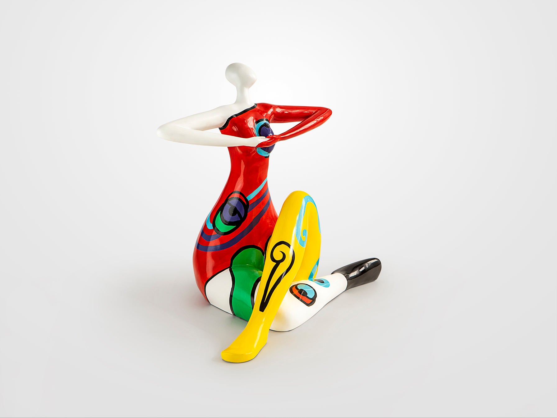 Figura decorativa Femme mediana multicolor de resina estilo Pop Art para decoración moderna del hogar, ideal para salón. Escultura 326191 de Schuller.