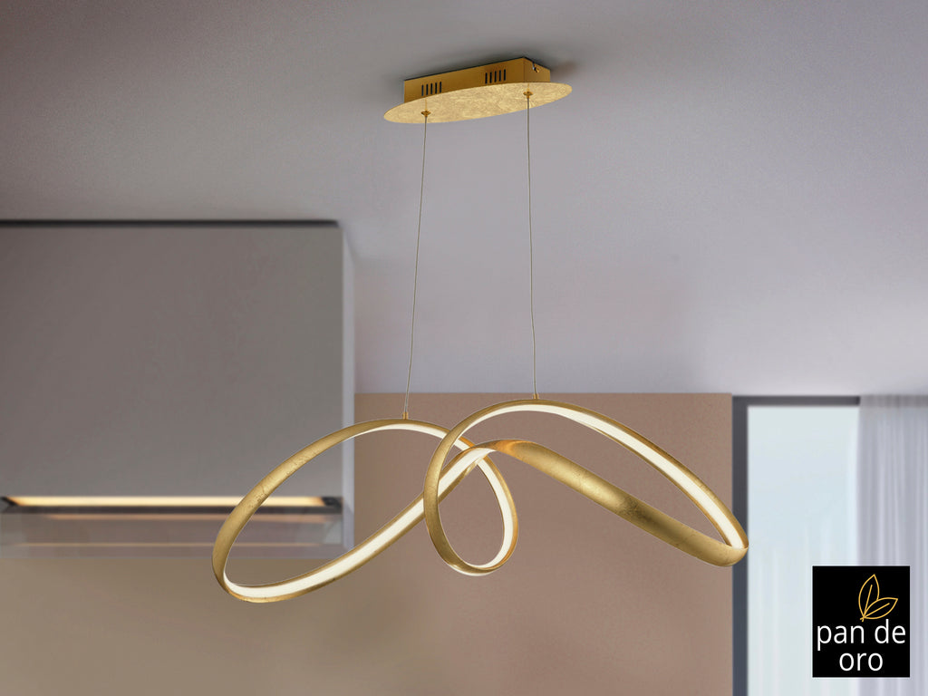 Lámpara de techo Lia pan de oro Schuller, moderna y regulable en altura, ideal para comedor y salón. Iluminación LED de lujo. [328326]
