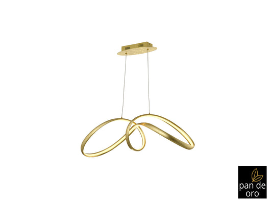 Lámpara de techo Lia pan de oro Schuller, ideal para comedor o salón moderno. Iluminación LED regulable en altura, diseño de lujo con acabado pan de oro. Modelo 328326.