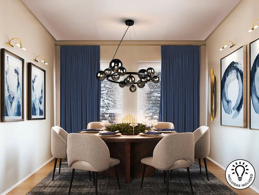 Lámpara de techo Astros negro y gris de Schuller para comedor o salón, diseño moderno con cristal espejado y metal. Modelo 329613.