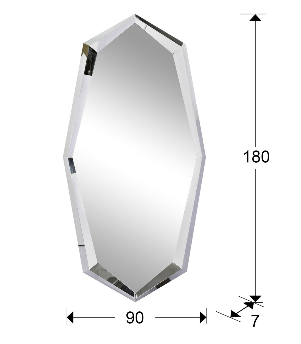 Medidas de Espejo de pared London de acero pulido Schuller en dormitorio moderno - Diseño elegante con cristal para salón o recibidor | 339414
