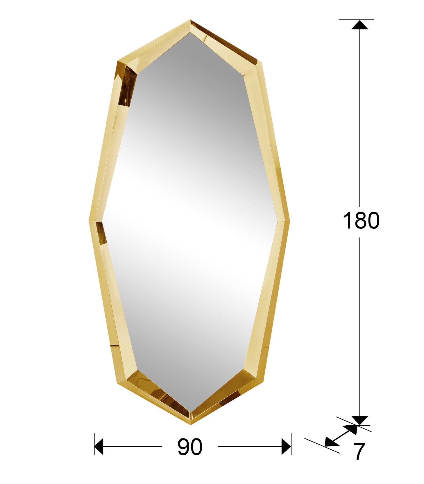 Medidas de Espejo LONDON Oro de acero dorado con brillo, ideal para recibidor o salón moderno. Diseño glam de Schuller (339421).