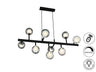 Lámpara de techo Altais 9L dimmable negro cromo para comedor o salón, de Schuller. Diseño moderno con 9 luces, cristal y metal. Modelo 345509D.