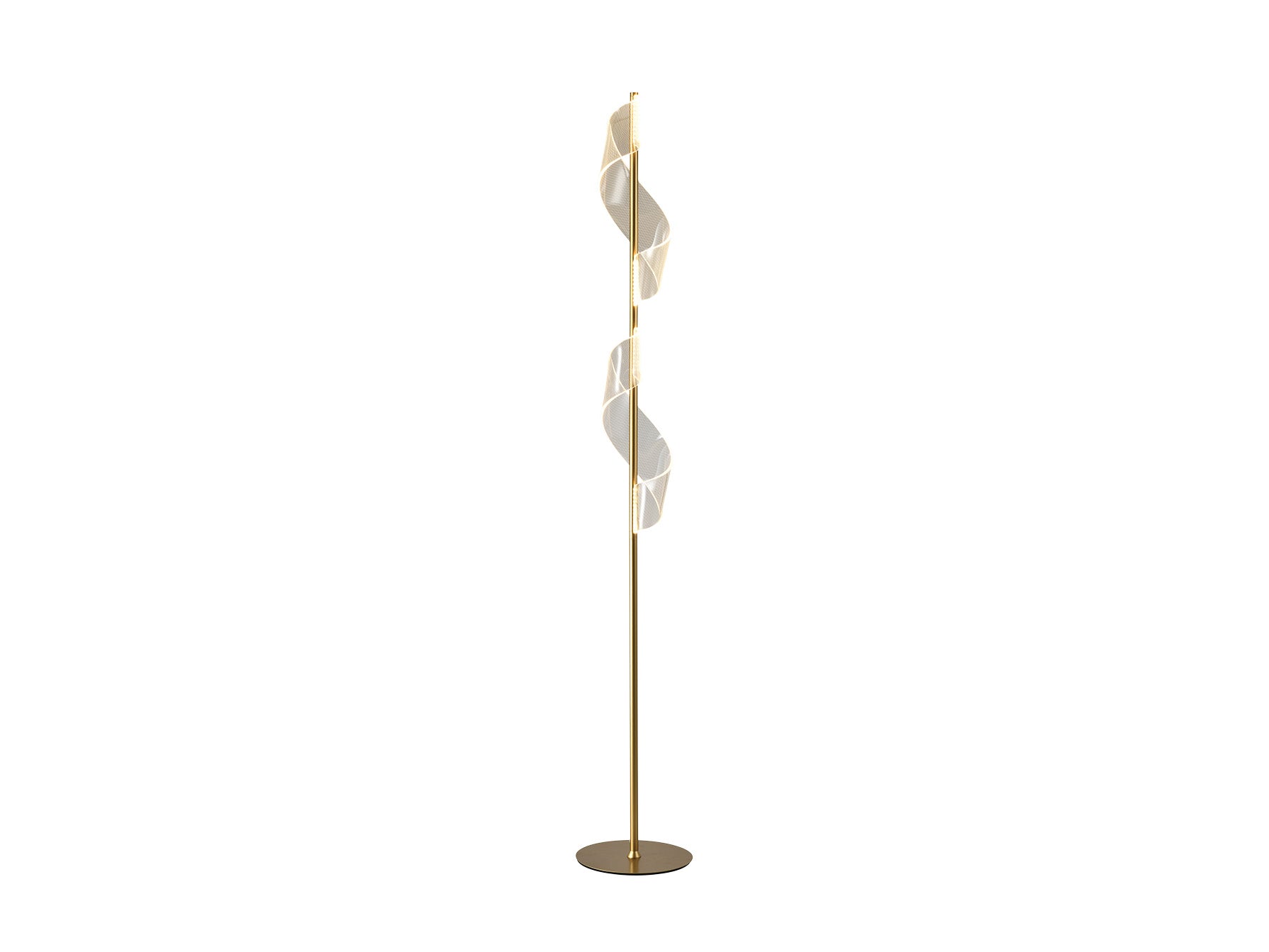 Lámpara de pie VELAS oro mate con diseño moderno y LED, ideal para salón. Fabricada en metal y aluminio por Schuller. Modelo 351126.