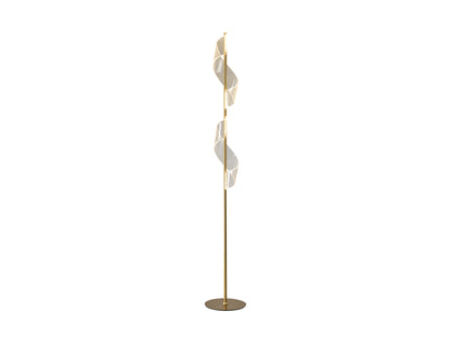 Lámpara de pie VELAS oro mate con diseño moderno y LED, ideal para salón. Fabricada en metal y aluminio por Schuller. Modelo 351126.