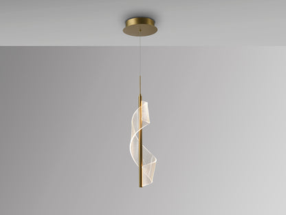 Lámpara colgante Velas 1 luz oro mate para comedor o salón, diseño moderno con LED integrado, de aluminio y metal, de la colección Velas de Schuller (351362).