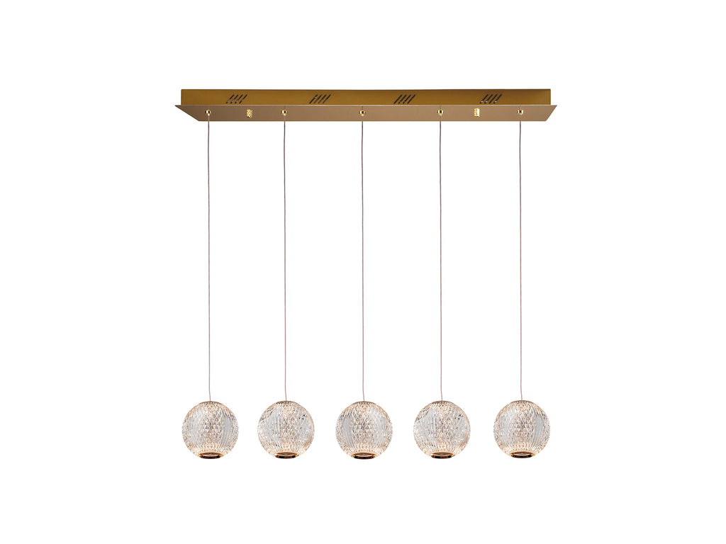 Lámpara de techo Austral oro con 5 luces LED, diseño moderno y elegante de Schuller, ideal para comedor, salón y espacios glam.