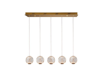 Lámpara de techo Austral oro con 5 luces LED, diseño moderno y elegante de Schuller, ideal para comedor, salón y espacios glam.