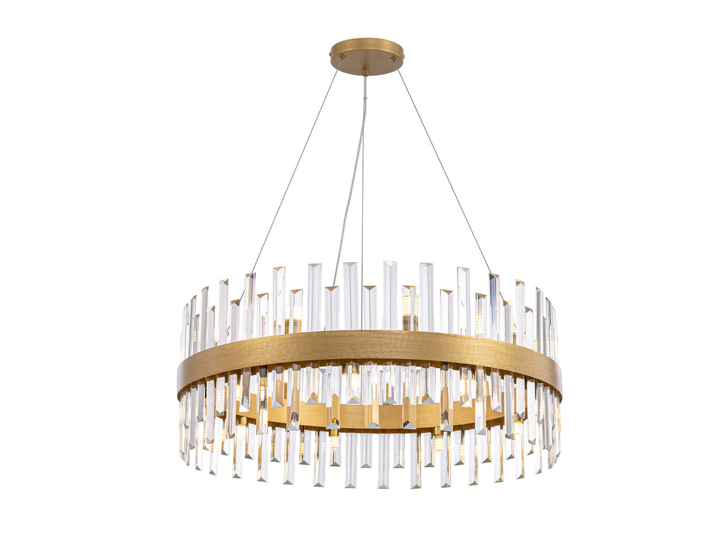 Lámpara de techo GRACE 18L oro de Schuller en comedor contemporáneo de cristal: iluminación de lujo colgante para salón.