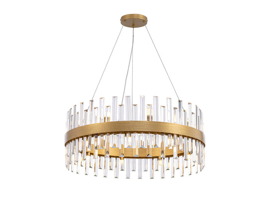 Lámpara de techo GRACE 18L oro de Schuller en comedor contemporáneo de cristal: iluminación de lujo colgante para salón.