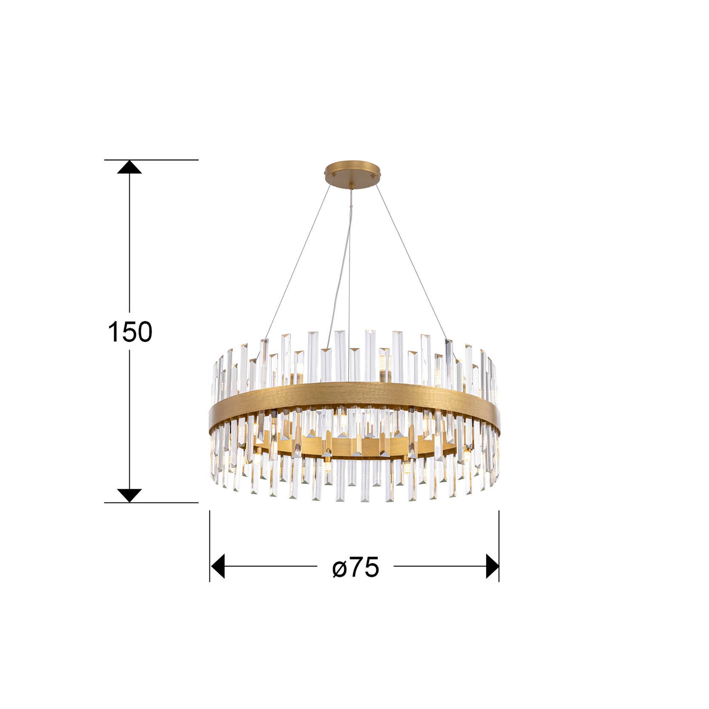 Lámpara de techo GRACE 18L oro de Schuller en comedor contemporáneo con detalles de cristal, ideal para salones de lujo. Modelo 364751.