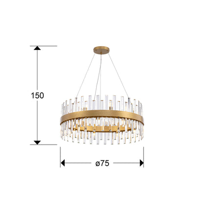 Lámpara de techo GRACE 18L oro de Schuller en comedor contemporáneo con detalles de cristal, ideal para salones de lujo. Modelo 364751.