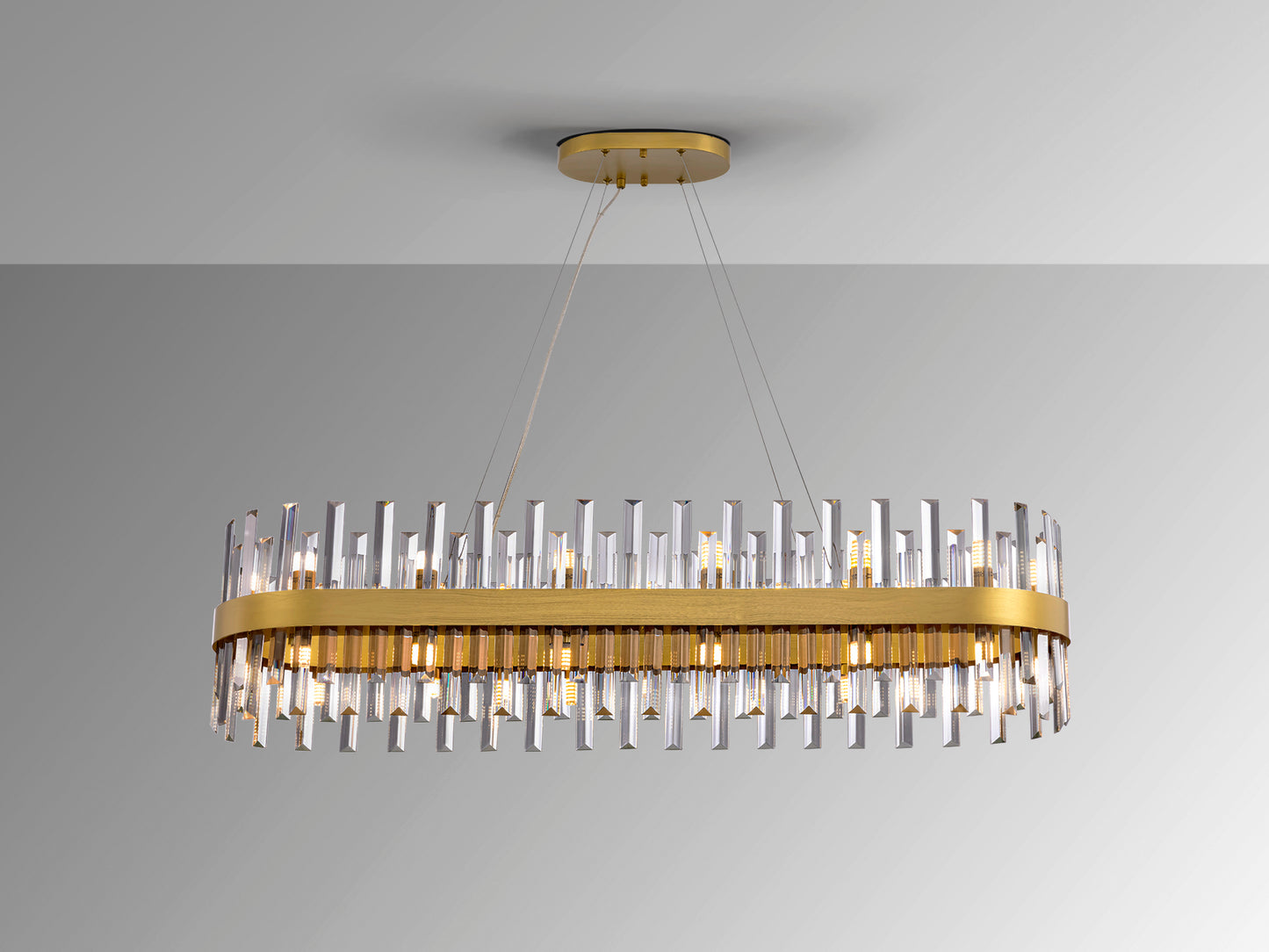 Lámpara de techo Grace ovalada dorada de cristal para comedor y salón de lujo moderno, Schuller 364874