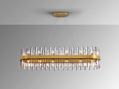 Lámpara de techo Grace ovalada dorada de cristal para comedor y salón de lujo moderno, Schuller 364874