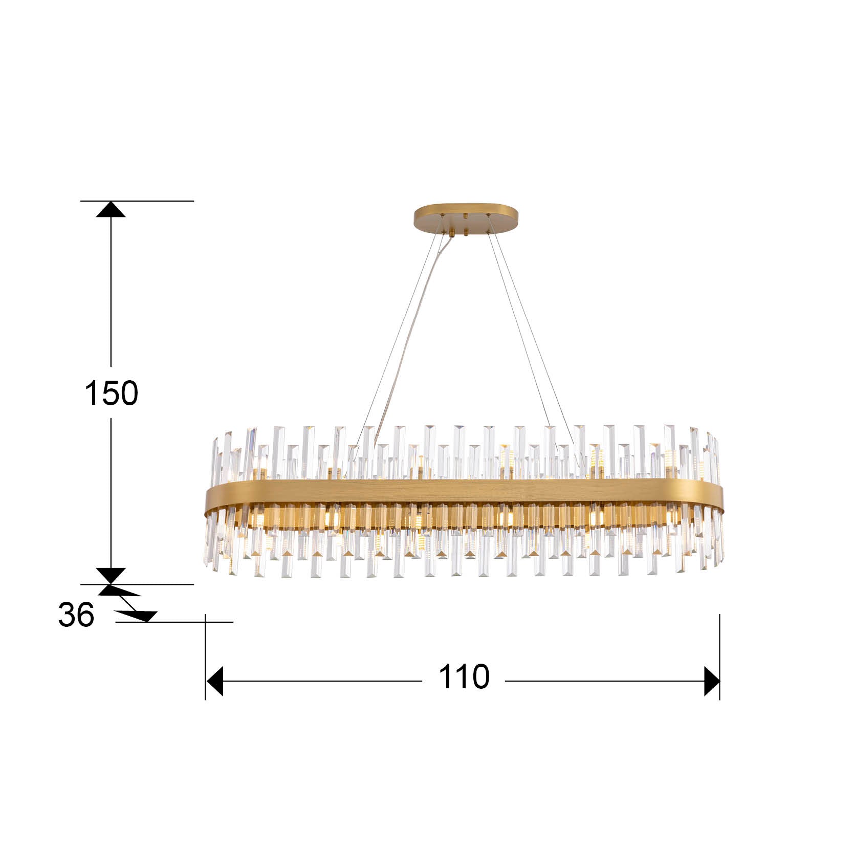 Lámpara de techo Grace 28L ovalada oro para comedor o salón, diseño moderno de lujo con cristal, marca Schuller.