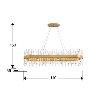 Lámpara de techo Grace 28L ovalada oro para comedor o salón, diseño moderno de lujo con cristal, marca Schuller.