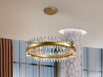 Lámpara de techo Grace 26 luces oro con detalles de cristal, diseño moderno y elegante de Schuller.