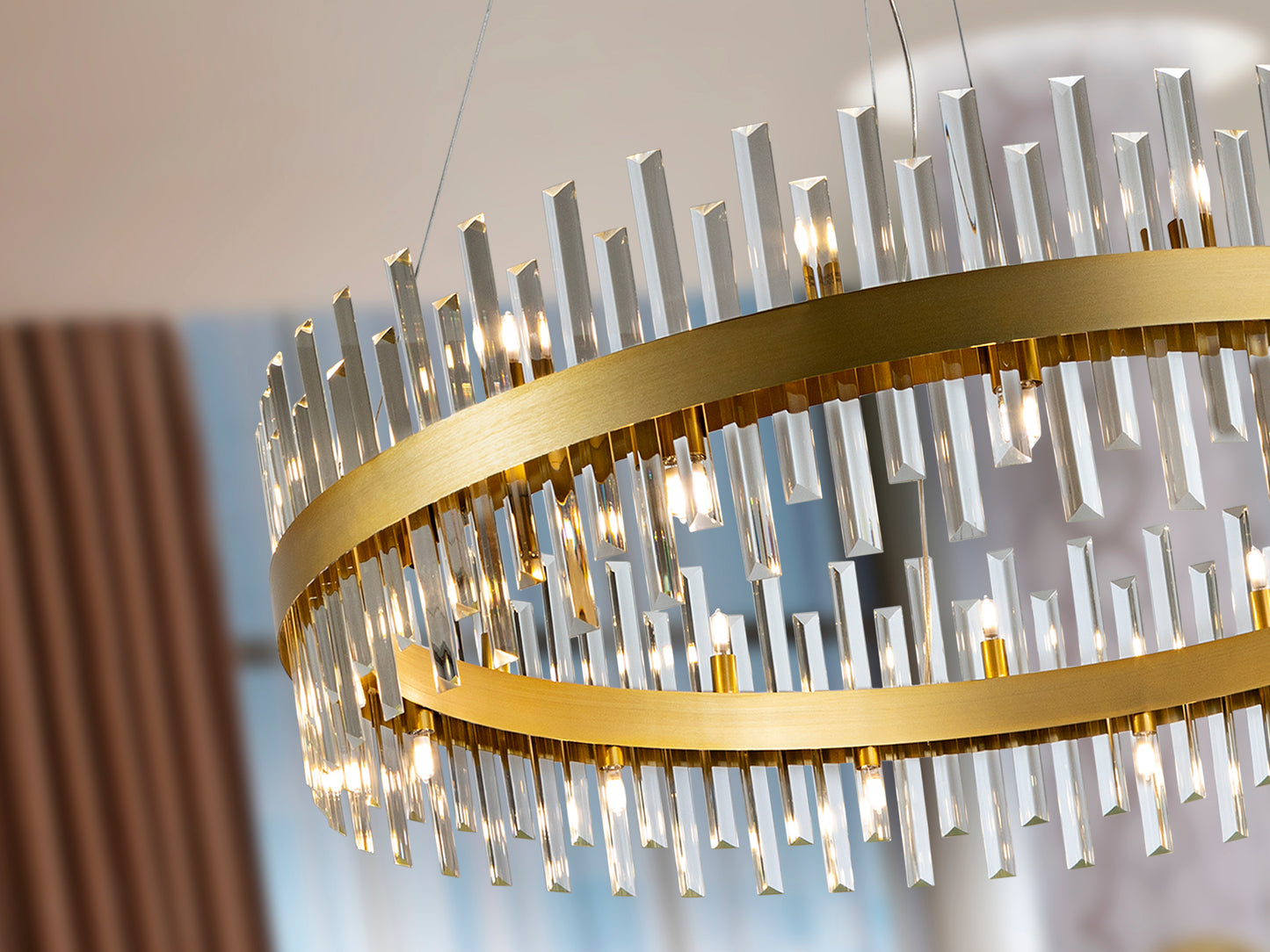 Lámpara de techo Grace 26 luces oro de Schuller (364928) - Diseño moderno y elegante con cristal transparente y acabado dorado, ideal para iluminación glam en espacios interiores.