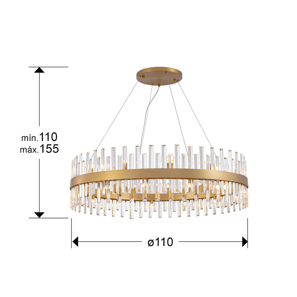 Lámpara de techo Grace 26 luces oro de Schuller (364928) - Diseño moderno con cristal transparente y metal dorado - Iluminación glam para el hogar.