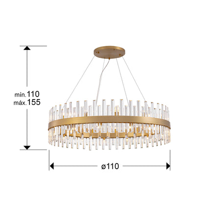 Lámpara de techo Grace 26 luces oro de Schuller (364928) - Diseño moderno con cristal transparente y metal dorado - Iluminación glam para el hogar.